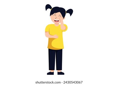 Cute Little Girl Character Design Illustration