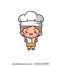 Cute little girl chef character
