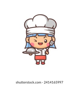 Cute little girl chef character