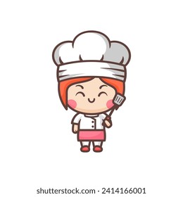 Cute little girl chef character