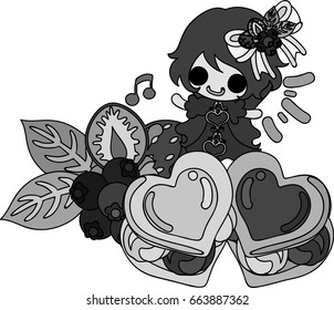 A cute little girl and the chocolate cookie sandwiches 