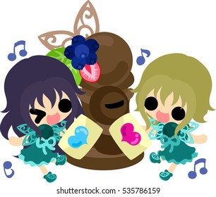 A cute little girl and the chocolate post
