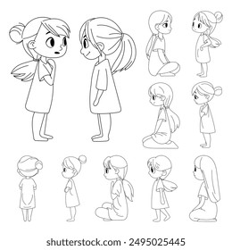 Cute little girl clipart design illustration