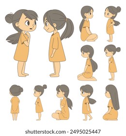 Cute little girl clipart design illustration