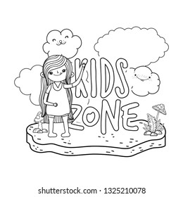 cute little girl with clouds scene