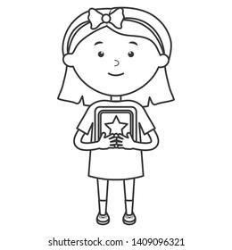 cute little girl with cube block