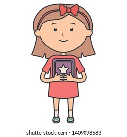 cute little girl with cube block