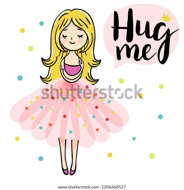 Cute Little Girl Cuddeling Yourself Hug Stock Vector (Royalty Free ...