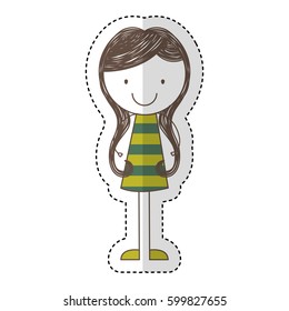 cute little girl drawing character vector illustration design
