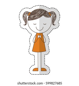 cute little girl drawing character vector illustration design