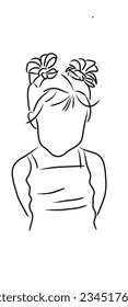 Cute little girl drawn style vector illutration. Little girl sketch vector.