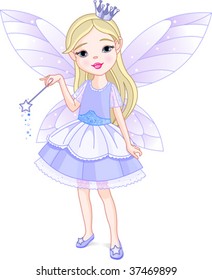 Cute little girl dressed up like fairy