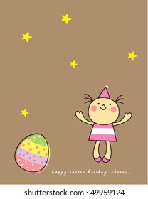 cute little girl easter greeting