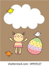 cute little girl easter greeting