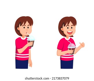 a cute little girl enjoying her cold drink