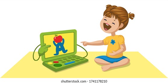 a cute little girl is enjoying interactive studies