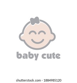 Cute little girl face Baby Shop Logo