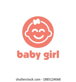 Cute little girl face Baby Shop Logo