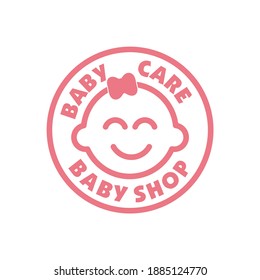 Cute little girl face Baby Shop Logo