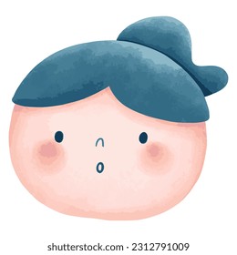 Cute little girl face cartoon characters.