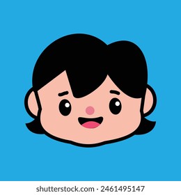 cute little girl face cartoon illustration eps10 graphic design. Avatar woman design over yellow background. Cute little girl illustration design. Educational design elements.