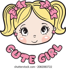 cute little girl face. vector