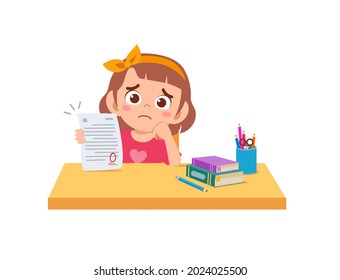 Cute Little Girl Feel Sad Because Stock Vector (Royalty Free ...