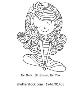 Cute little girl with flowers on her hair. Vector Illustration. Fashion girl with flowers. Little girl is wearing flowers on her head.