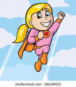 Cute little girl flying 
