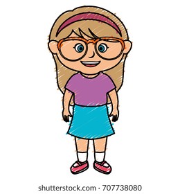 cute little girl with glasses character
