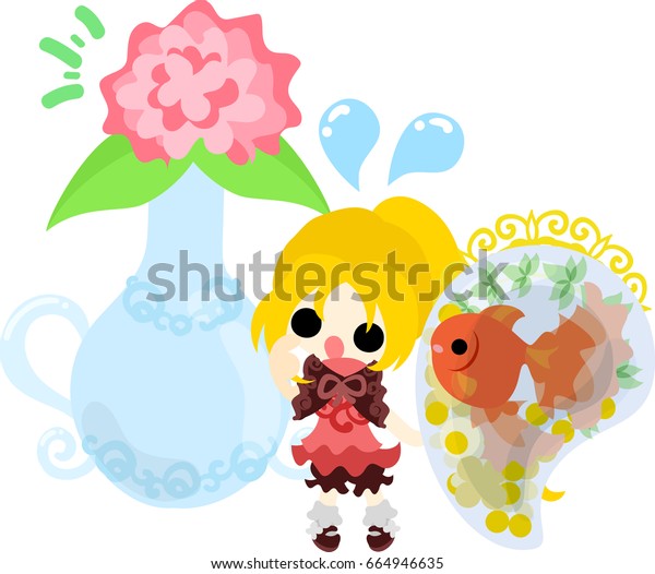 Cute Little Girl Goldfish Bowl Vase Stock Image Download Now