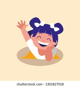 cute little girl greeting avatar character