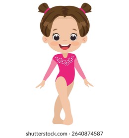 Cute little girl gymnast vector cartoon illustration