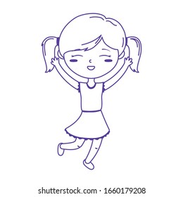 cute little girl hands up celebrating kids zone icon vector illustration line style