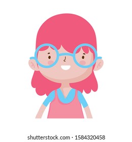 cute little girl happy cartoon character portrait vector illustration