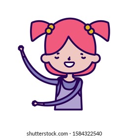 cute little girl happy cartoon character portrait vector illustration
