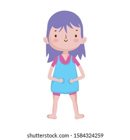cute little girl happy cartoon character vector illustration