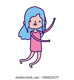 cute little girl happy cartoon character vector illustration