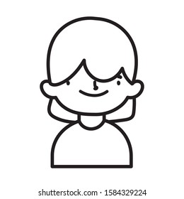 cute little girl happy cartoon character vector illustration thick line