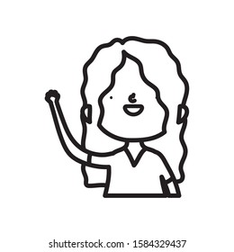 cute little girl happy cartoon character vector illustration thick line