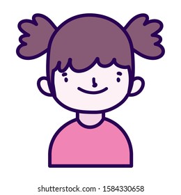 cute little girl happy cartoon character portrait vector illustration