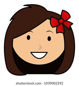cute and little girl head with bow