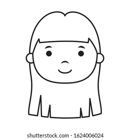 cute little girl head character vector illustration design