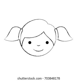 cute little girl head character