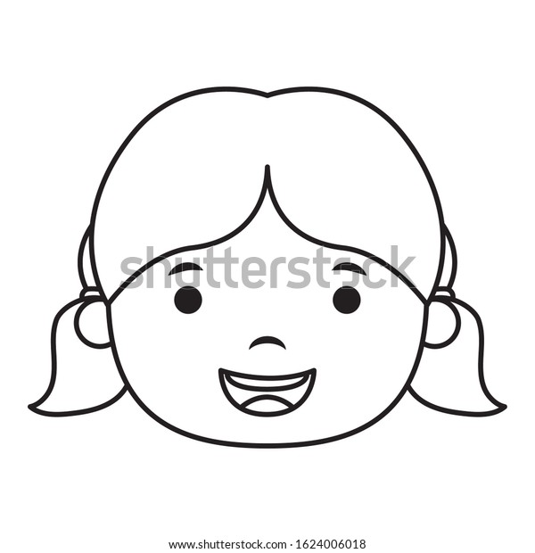 Cute Little Girl Head Character Vector Stock Vector (Royalty Free ...