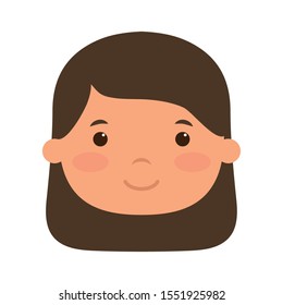 cute little girl head comic character vector illustration design
