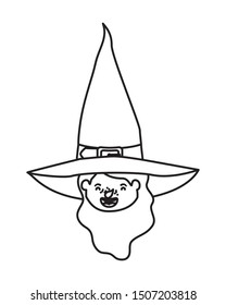 cute little girl head with witch costume