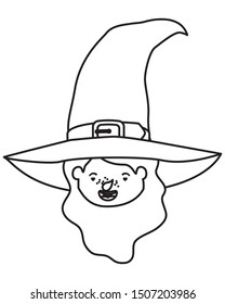 cute little girl head with witch costume