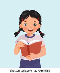 Vector Cute Little Girl With Books Standing. Little Girl Vector  Illustration Royalty Free SVG, Cliparts, Vectors, and Stock Illustration.  Image 83739312.