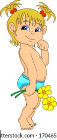 cute little girl holding flower